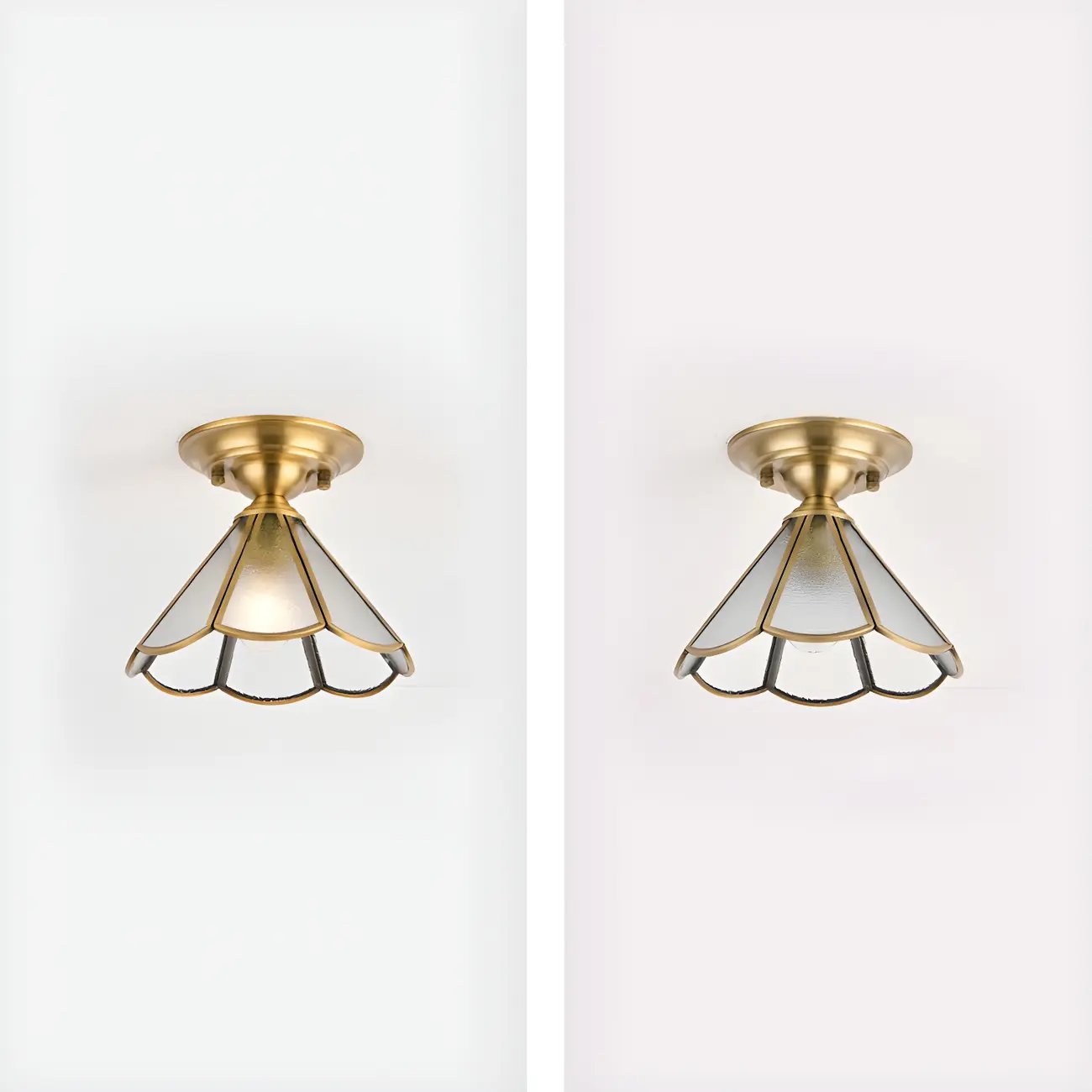 Colonial Dome Gold Glass Semi-Flush Mount Light Image - 7 | homeyfad