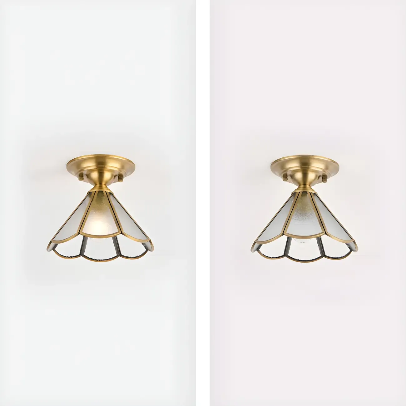 Colonial Dome Gold Glass Semi-Flush Mount Light Image - 7