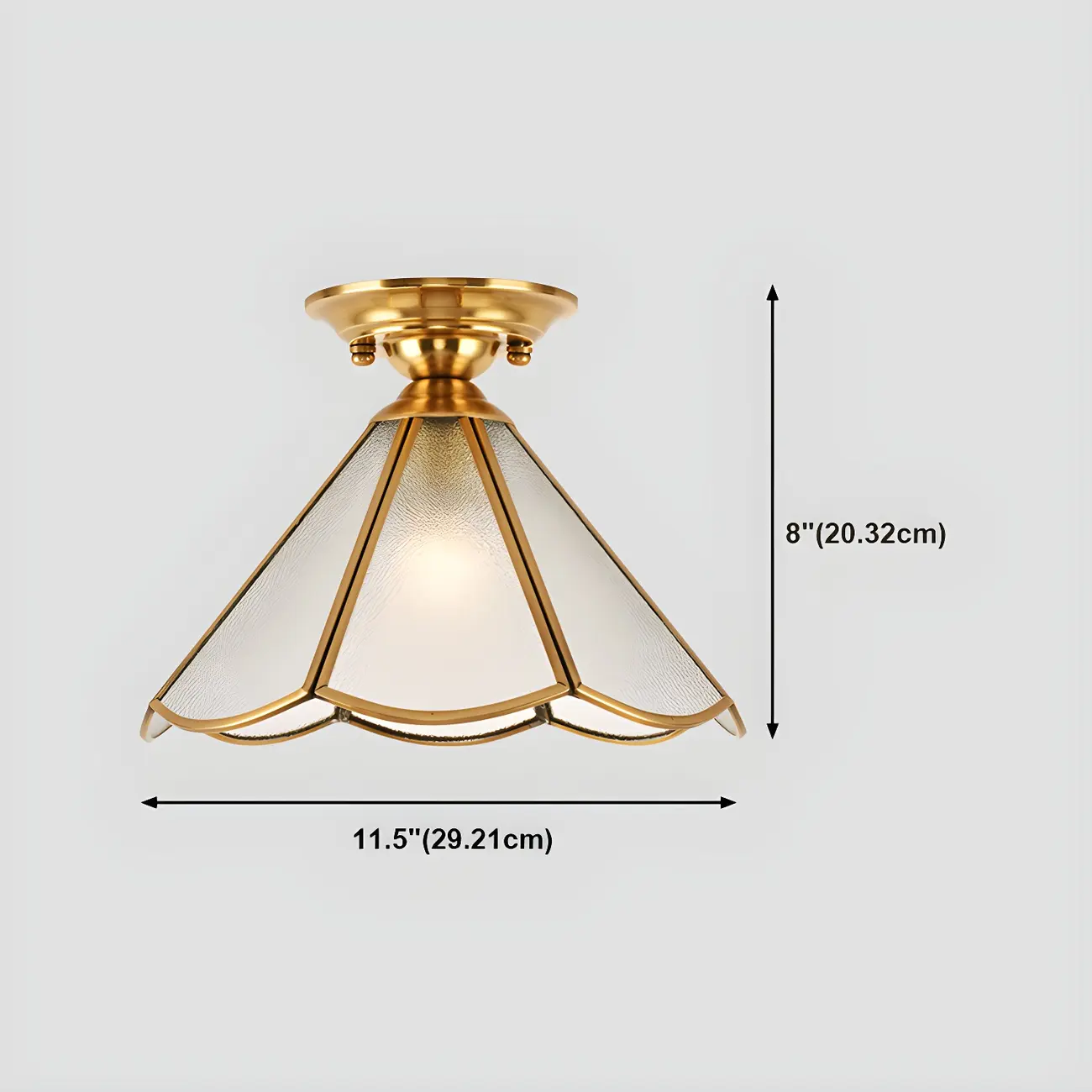 Colonial Dome Gold Glass Semi-Flush Mount Light #size | homeyfad