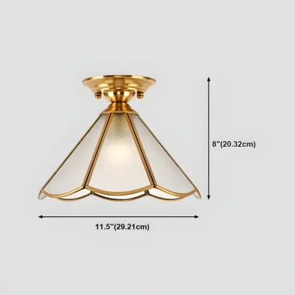 Colonial Dome Gold Glass Semi-Flush Mount Light #size