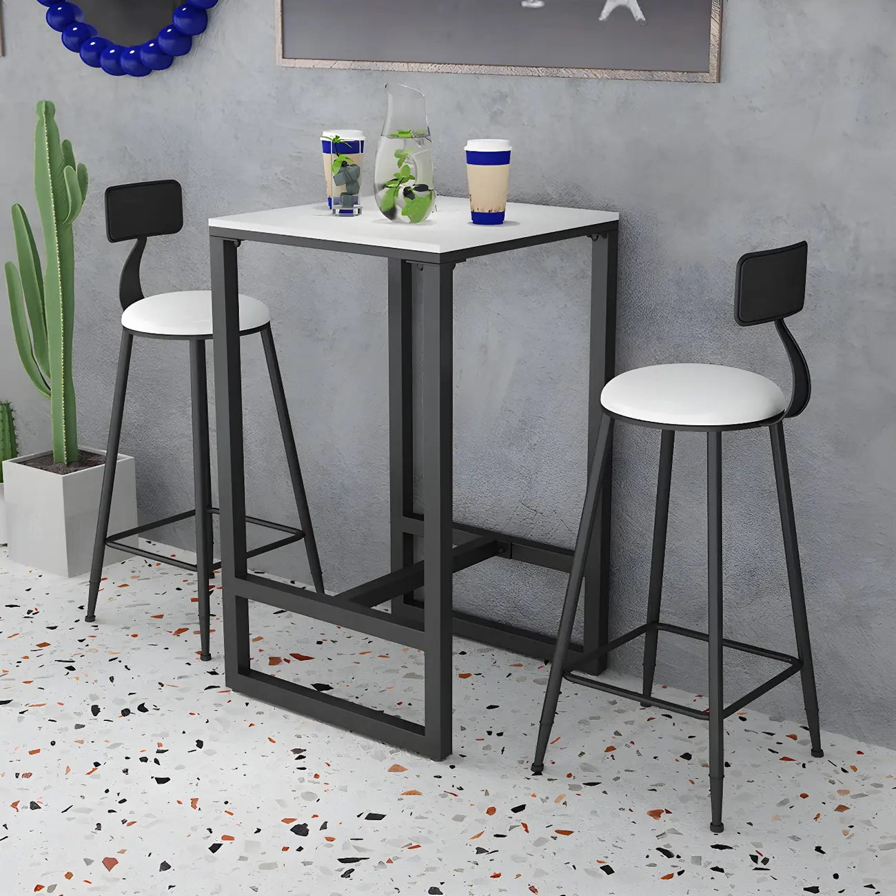 Modern Metal Base Bar Height Table for Indoor Dining Image - 8 | homeyfad