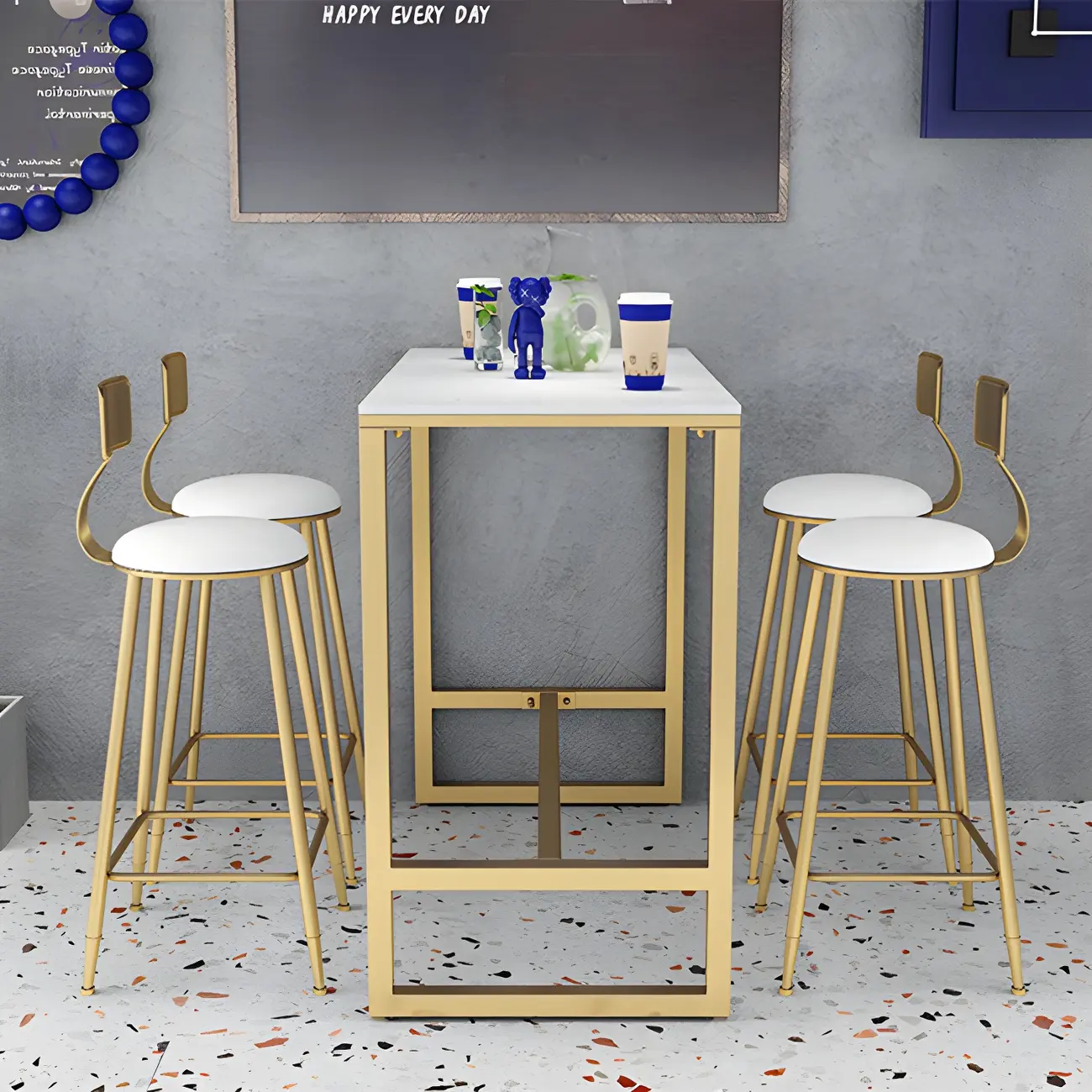 Modern Metal Base Bar Height Table for Indoor Dining Image - 9 | homeyfad