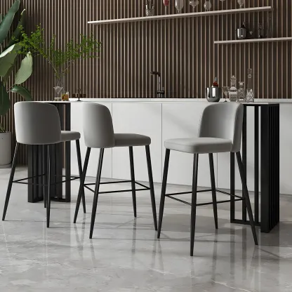 Modern Stone Bar Table with Double Pedestal for Kitchen Image - 3