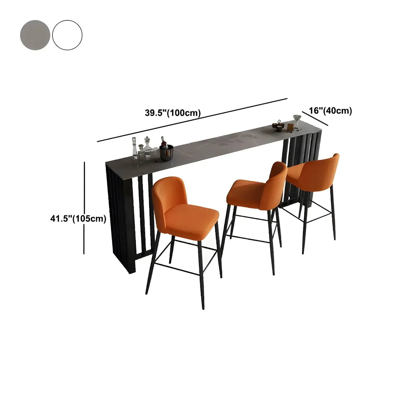 Modern Stone Bar Table with Double Pedestal for Kitchen #size