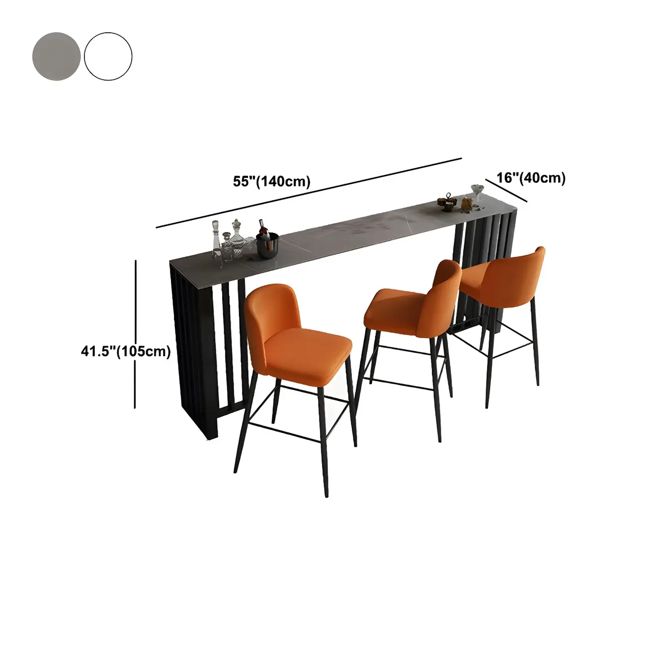 Modern Stone Bar Table with Double Pedestal for Kitchen Image - 9 | homeyfad