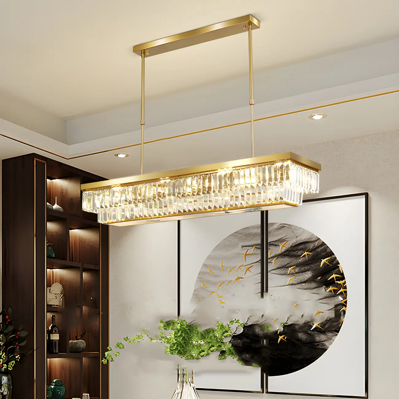Modern Adjustable Crystal Pendant Light in Gold Image - 3 | homeyfad