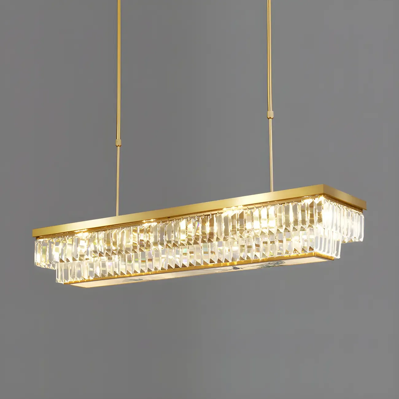 Modern Adjustable Crystal Pendant Light in Gold Image - 6