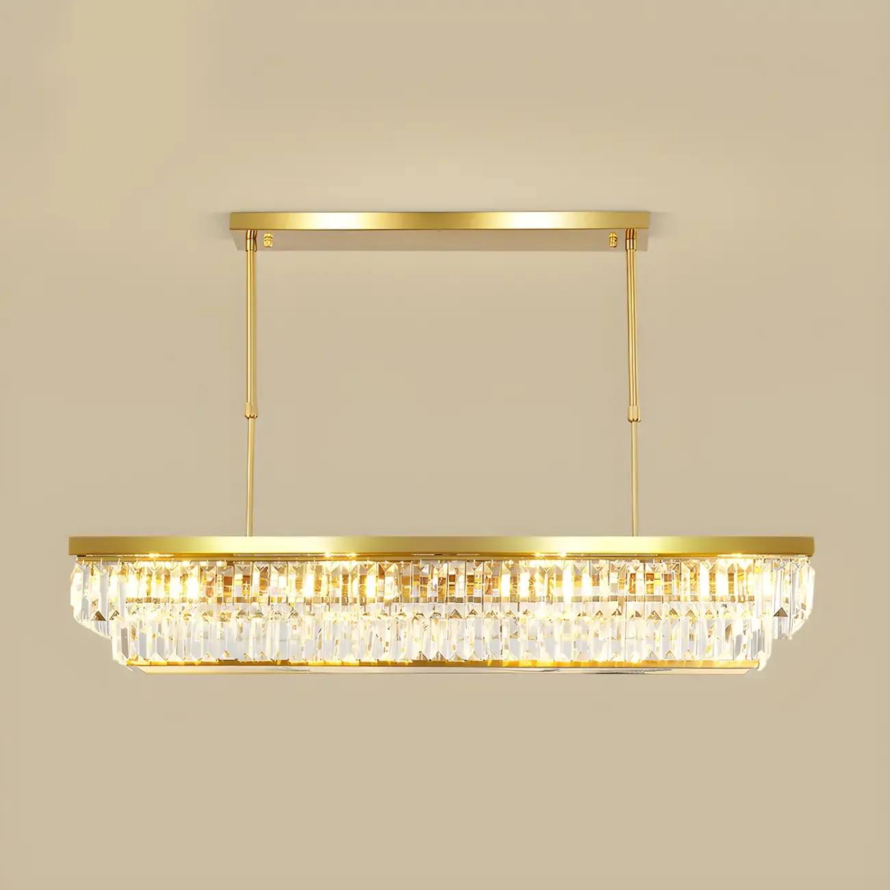 Modern Adjustable Crystal Pendant Light in Gold Image - 7