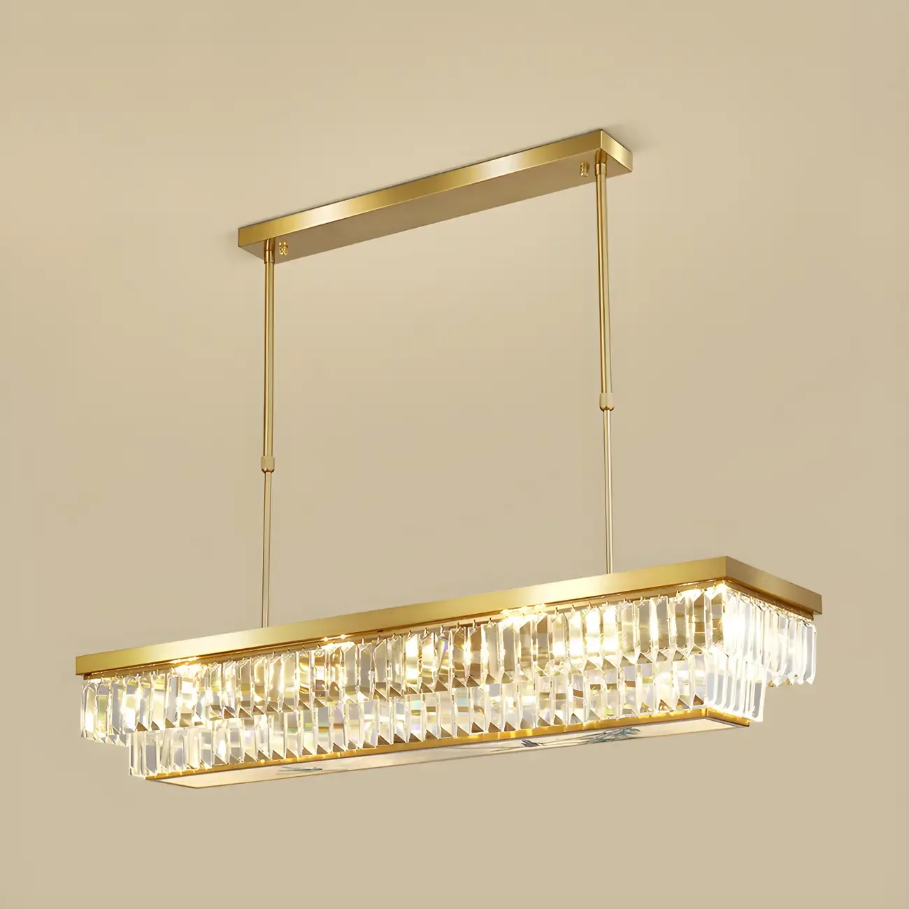 Modern Adjustable Crystal Pendant Light in Gold Image - 8