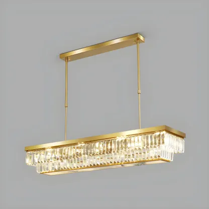 Modern Adjustable Crystal Pendant Light in Gold Image - 9