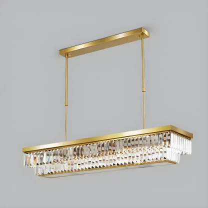 Modern Adjustable Crystal Pendant Light in Gold Image - 10