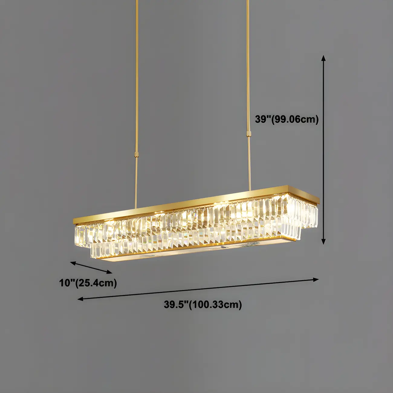 Modern Adjustable Crystal Pendant Light in Gold #size | homeyfad