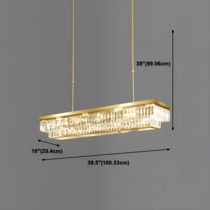 Modern Adjustable Crystal Pendant Light in Gold #size