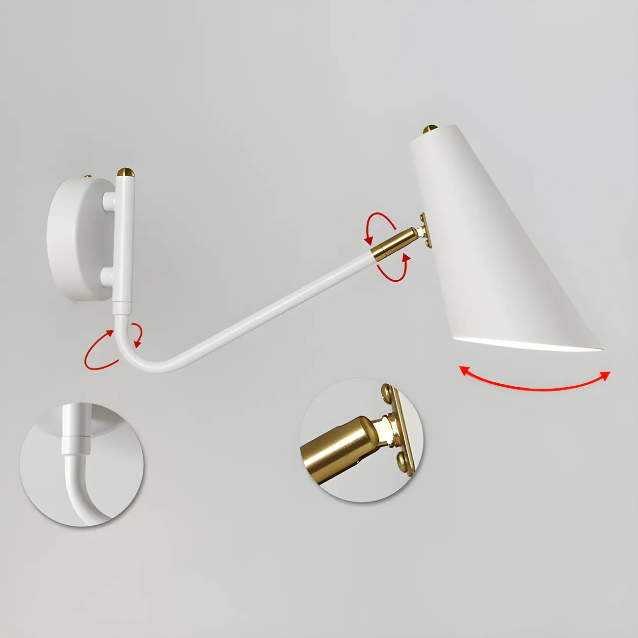 Modern Metal Simple Swing Arm Wall Light Image - 10 | homeyfad