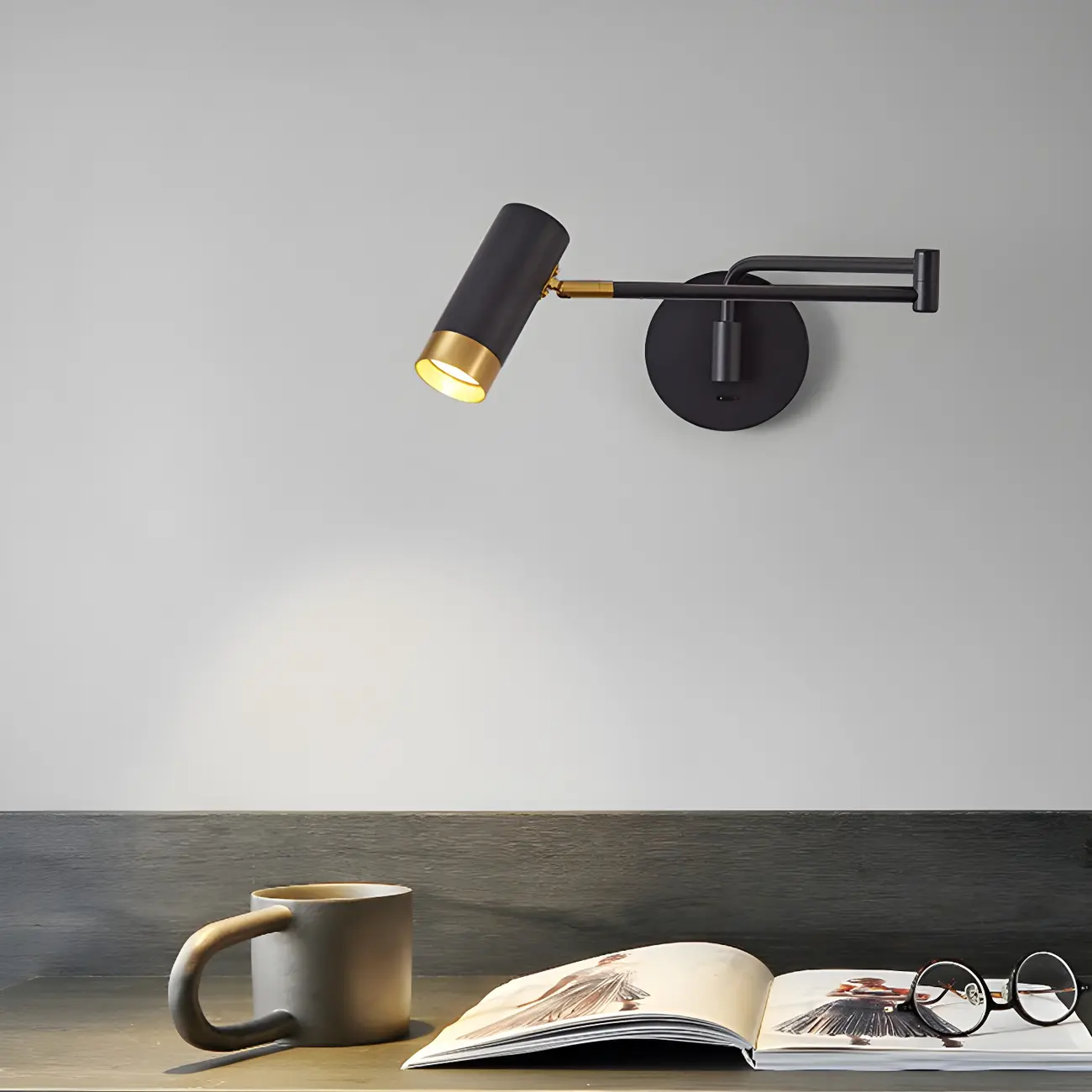 Modern Metal Cylinder Swing Arm Wall Light Image - 1 | homeyfad