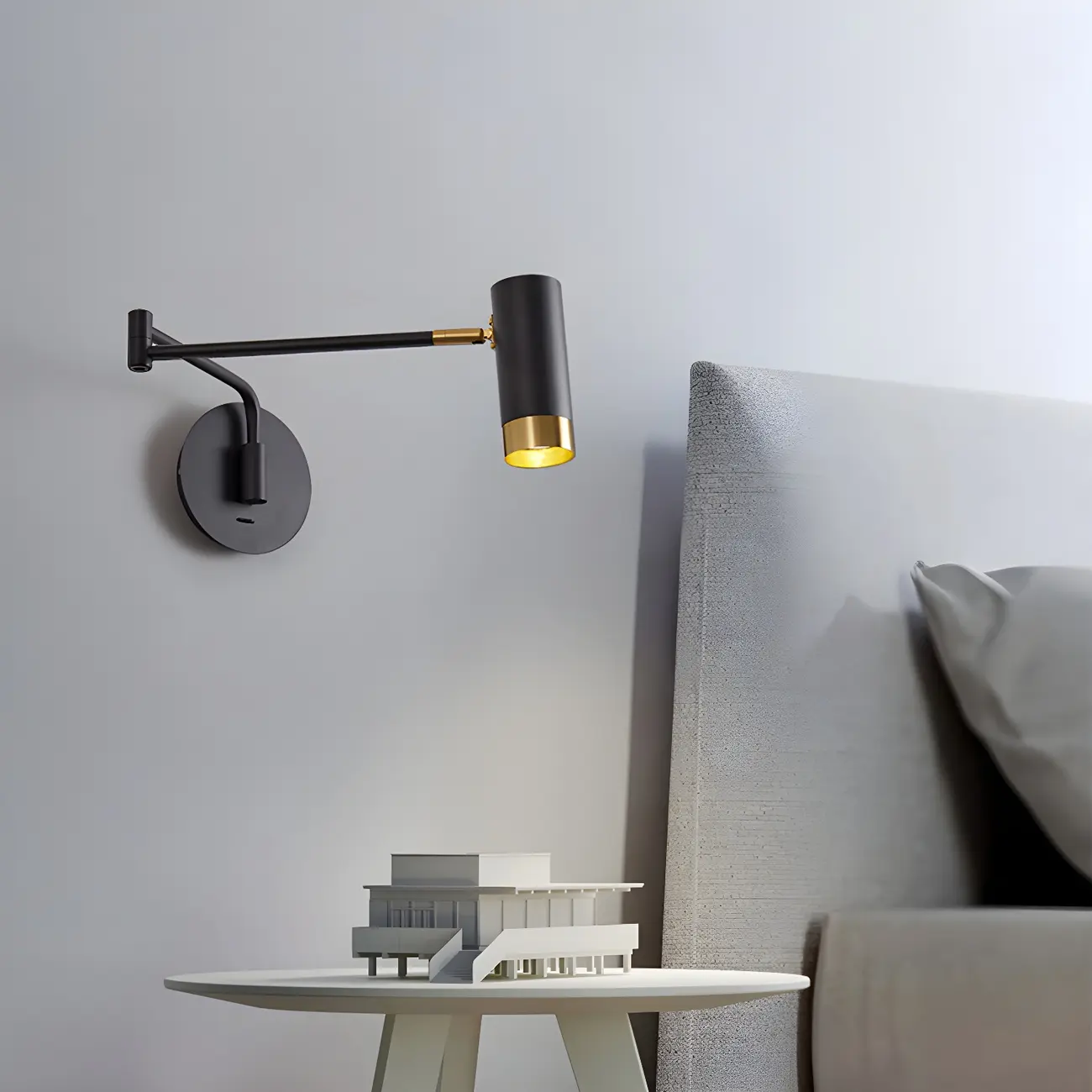 Modern Metal Cylinder Swing Arm Wall Light Image - 3 | homeyfad