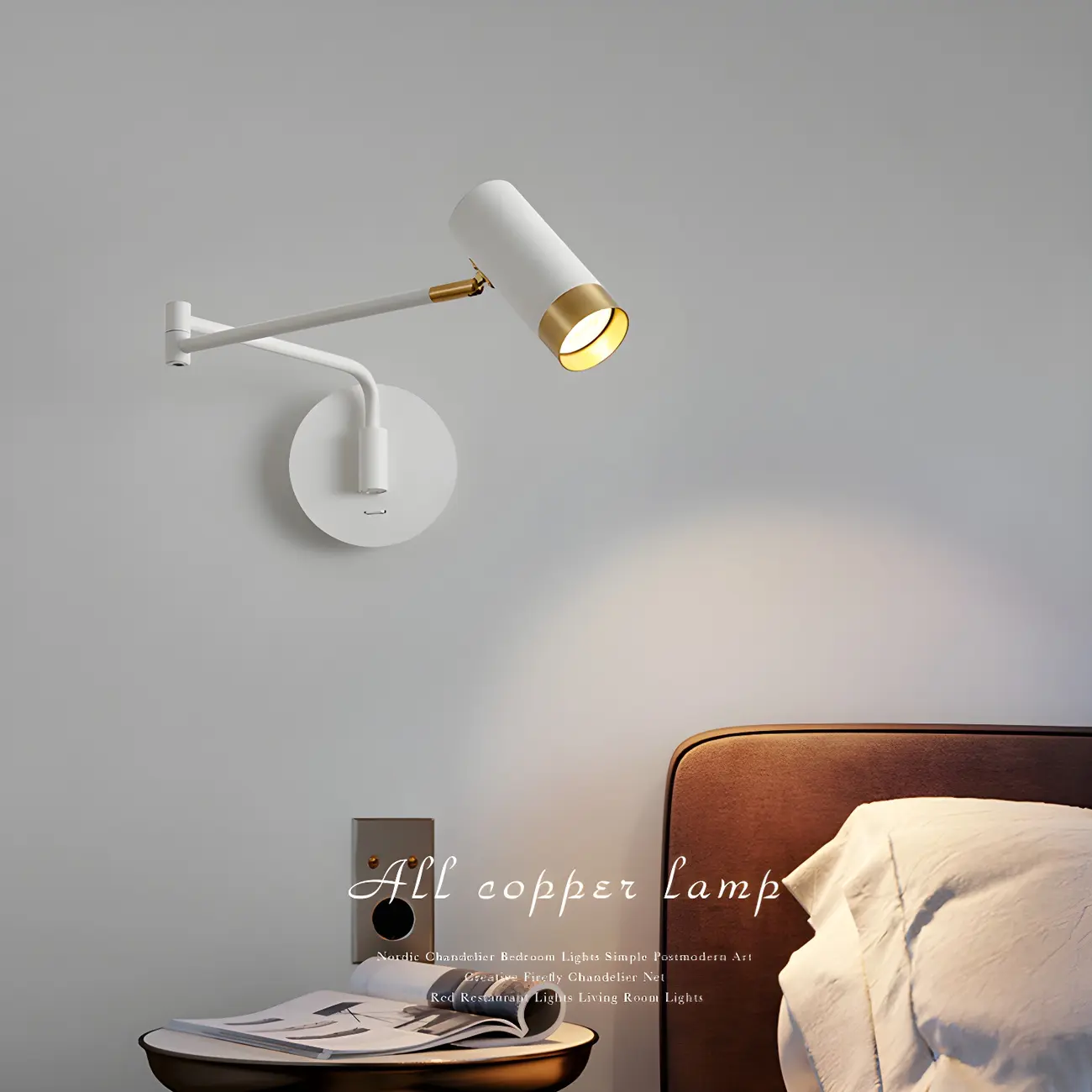 Modern Metal Cylinder Swing Arm Wall Light Image - 5 | homeyfad