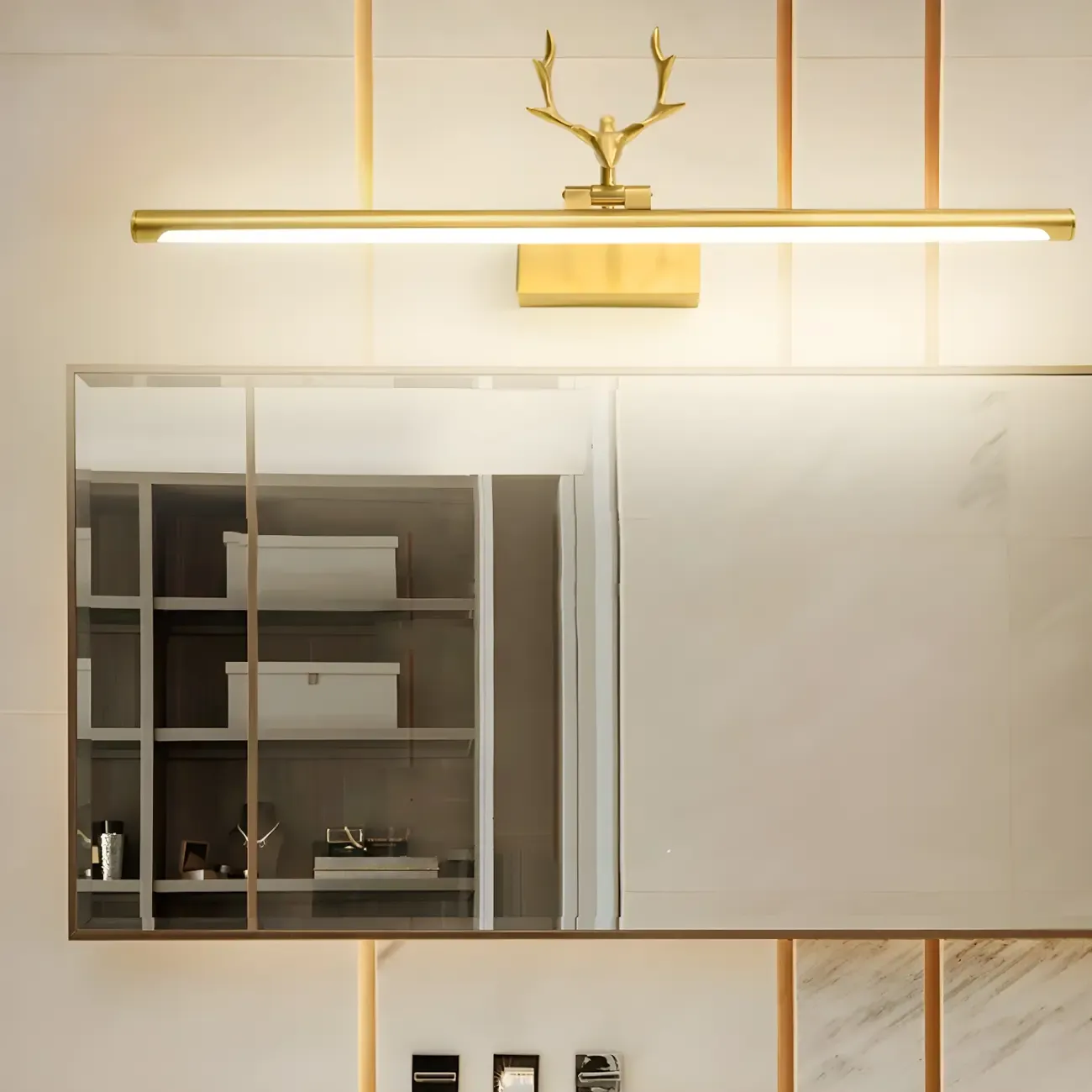 Modern Gold Antler Linear LED Bathroom Vanity Lights | HomeyFad