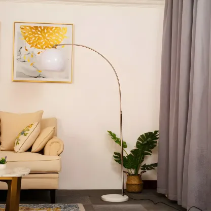 Orange Dome Modern Arched Metal LED Floor Lamp Image - 3