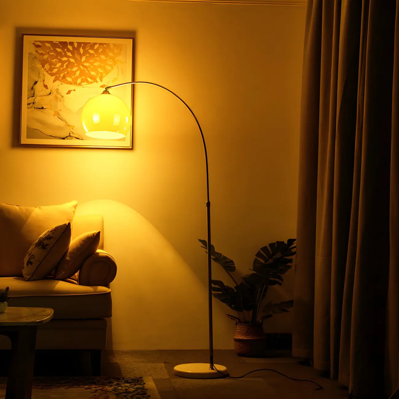 Orange Dome Modern Arched Metal LED Floor Lamp Image - 11 | homeyfad