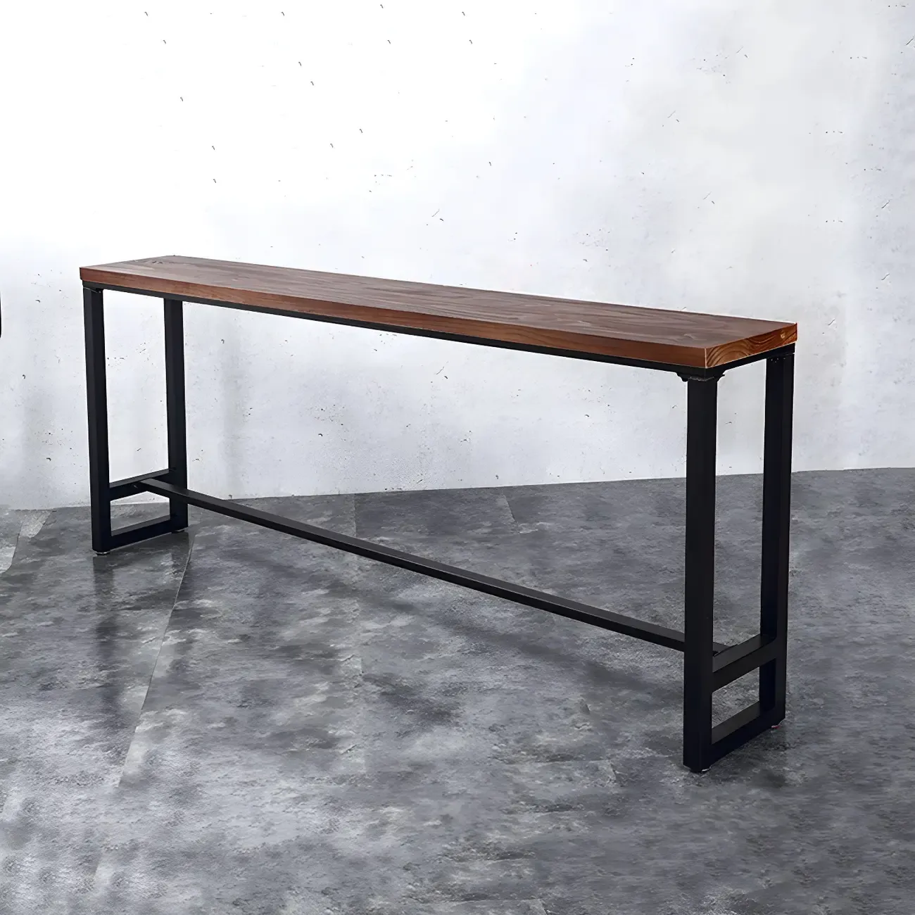 Industrial Pine Wood Counter Table Set with 5 Stools Image - 6