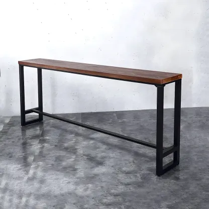 Industrial Pine Wood Counter Table Set with 5 Stools Image - 6