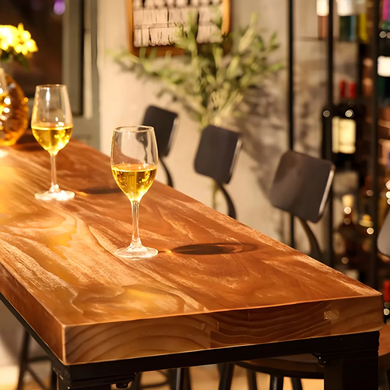 Industrial Pine Wood Counter Table Set with 5 Stools Image - 9 | homeyfad