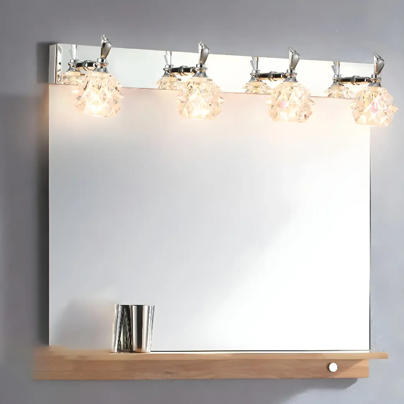 Classic Chrome Glass Shade Adjustable Vanity Light for Bathroom