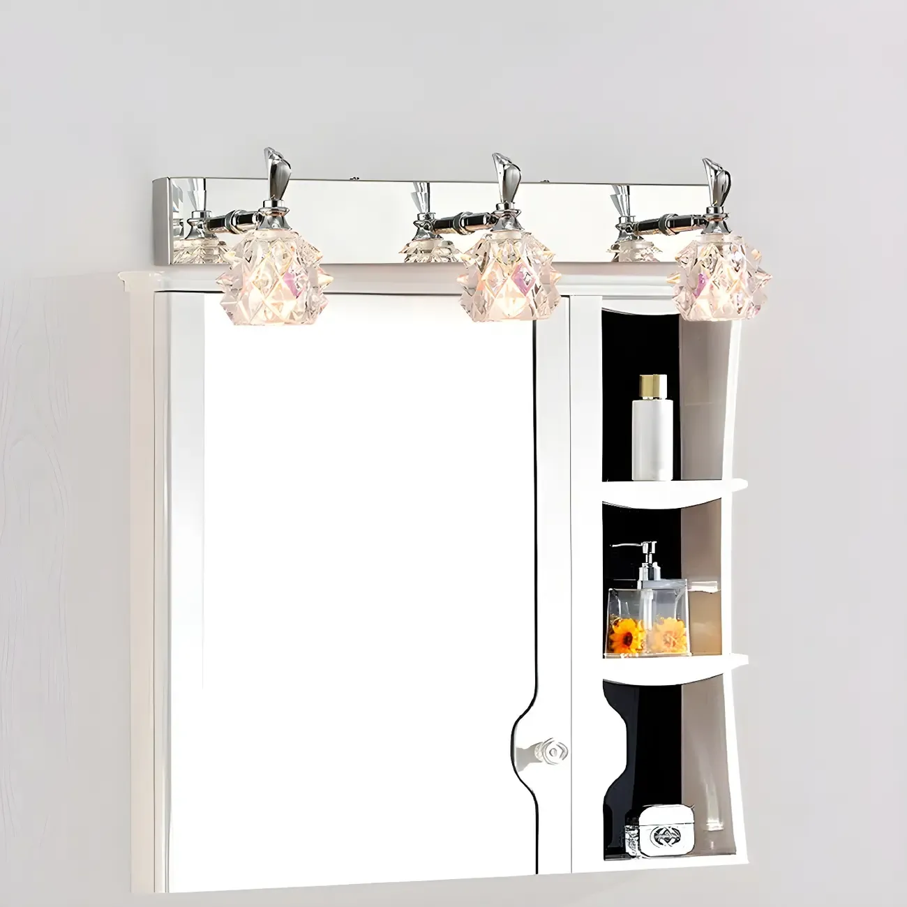 Classic Chrome Glass Shade Adjustable Vanity Light for Bathroom