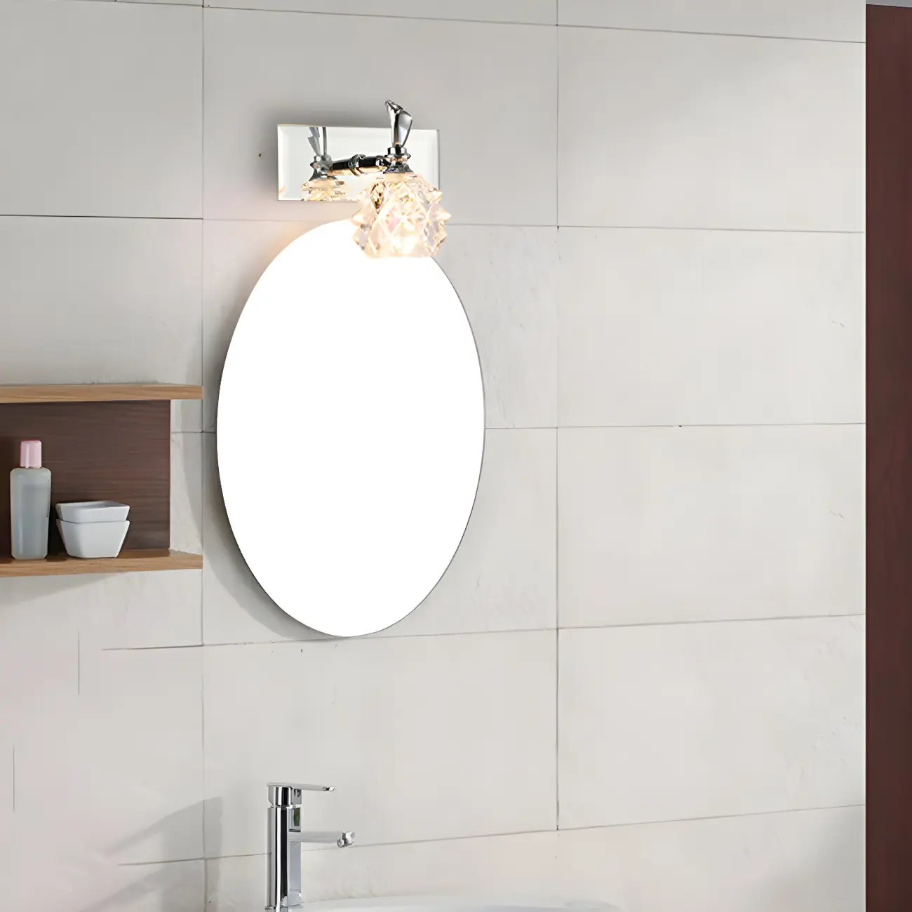 Classic Chrome Glass Shade Adjustable Vanity Light for Bathroom | homeyfad