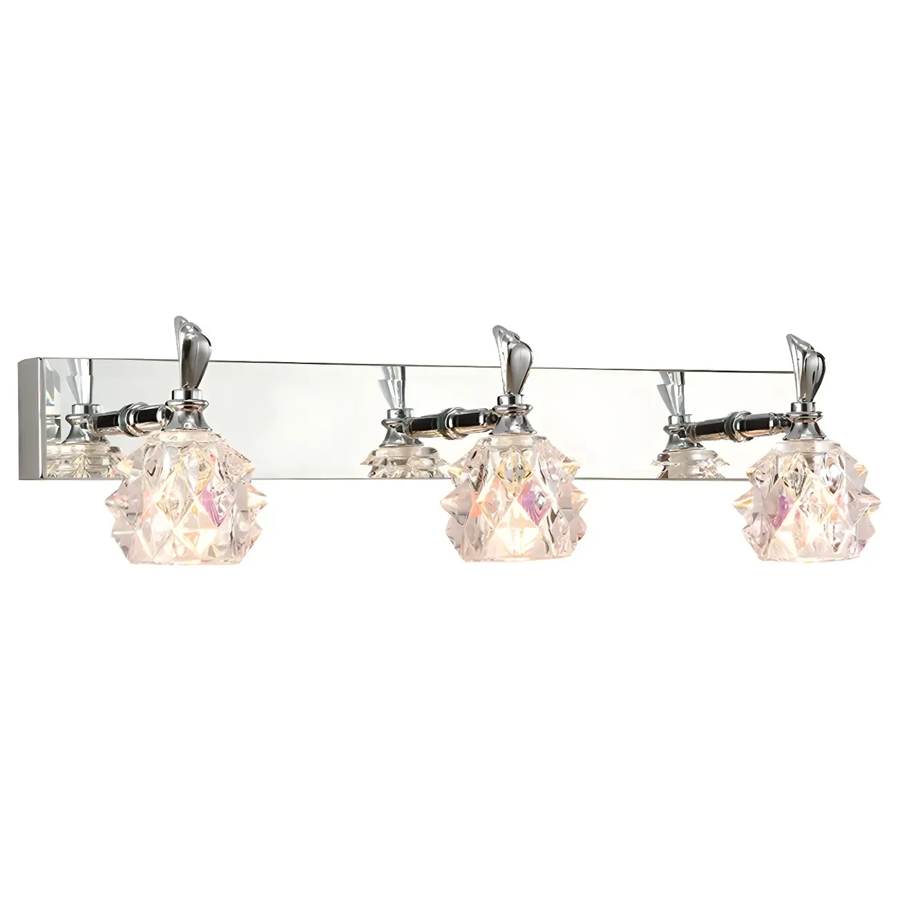 Classic Chrome Glass Shade Adjustable Vanity Light for Bathroom