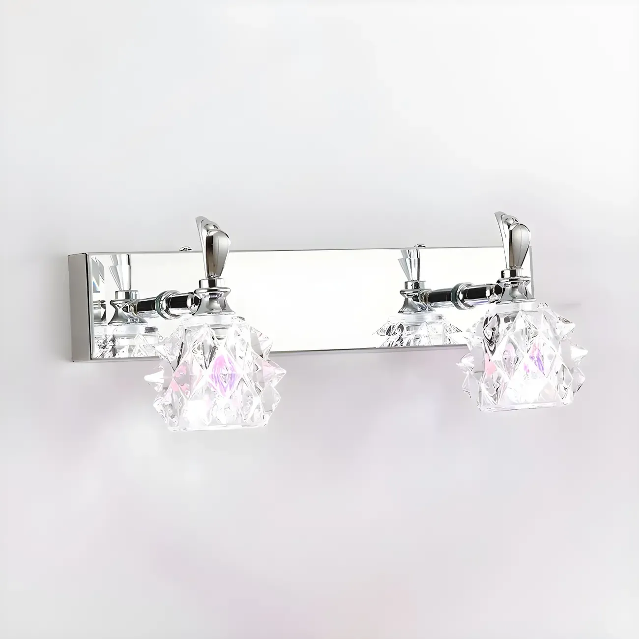 Classic Chrome Glass Shade Adjustable Vanity Light for Bathroom