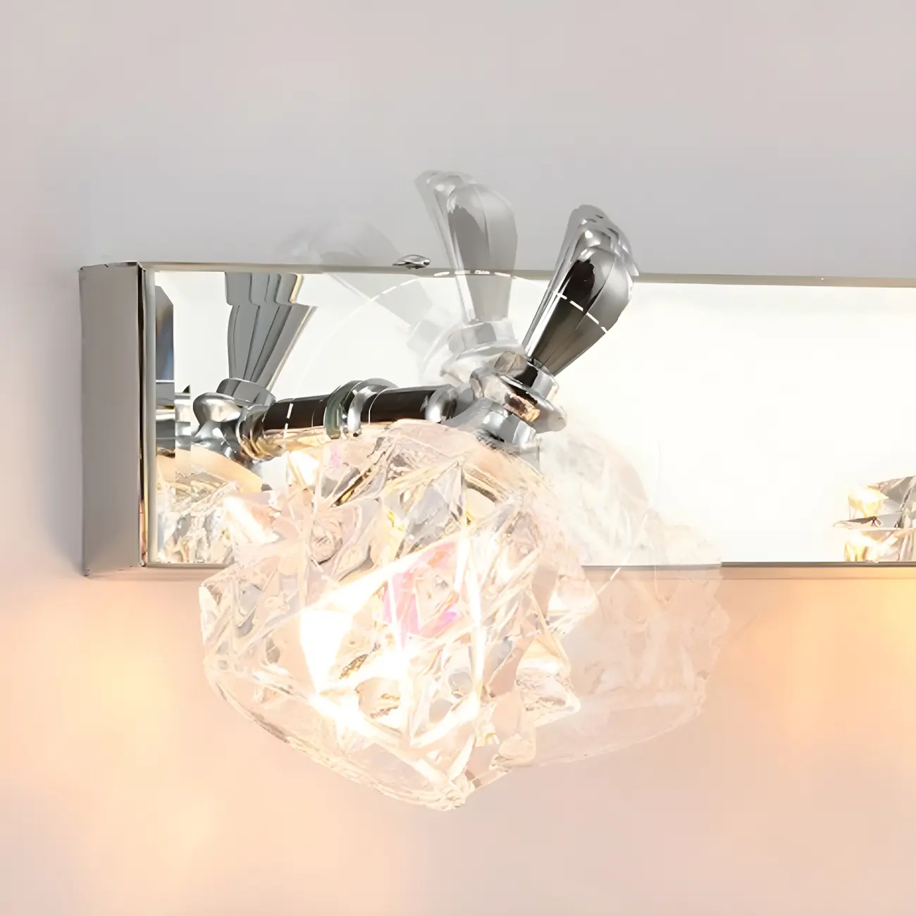 Classic Chrome Glass Shade Adjustable Vanity Light for Bathroom | homeyfad