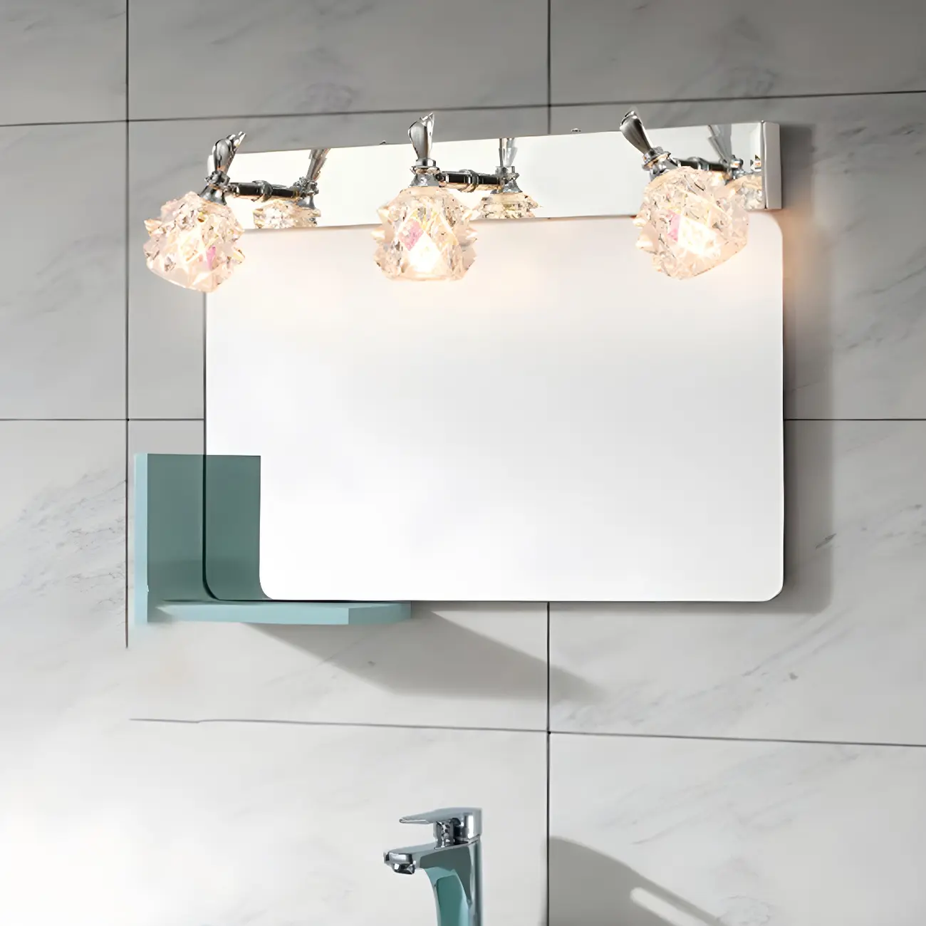 Classic Chrome Glass Shade Adjustable Vanity Light for Bathroom | homeyfad