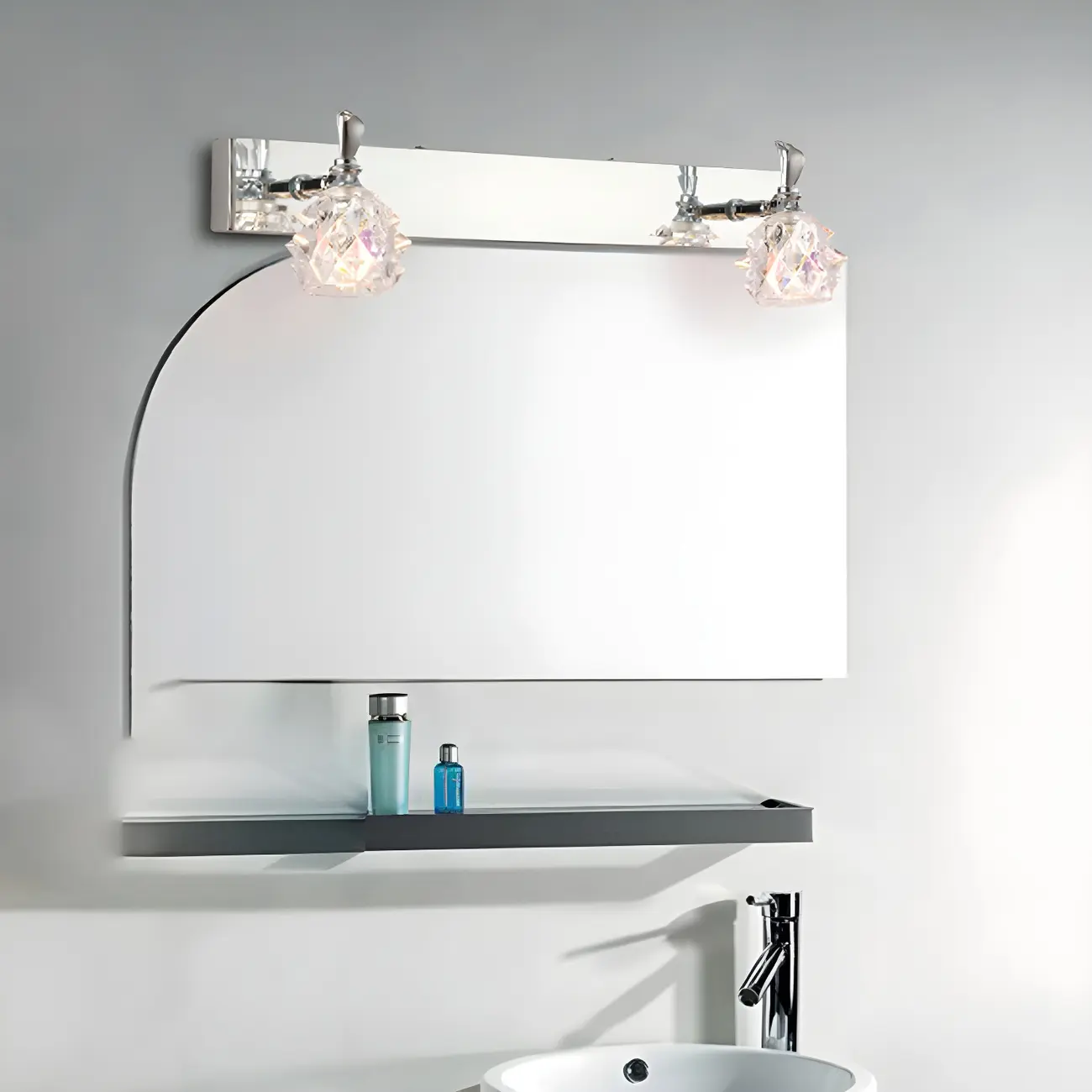 Classic Chrome Glass Shade Adjustable Vanity Light for Bathroom | homeyfad