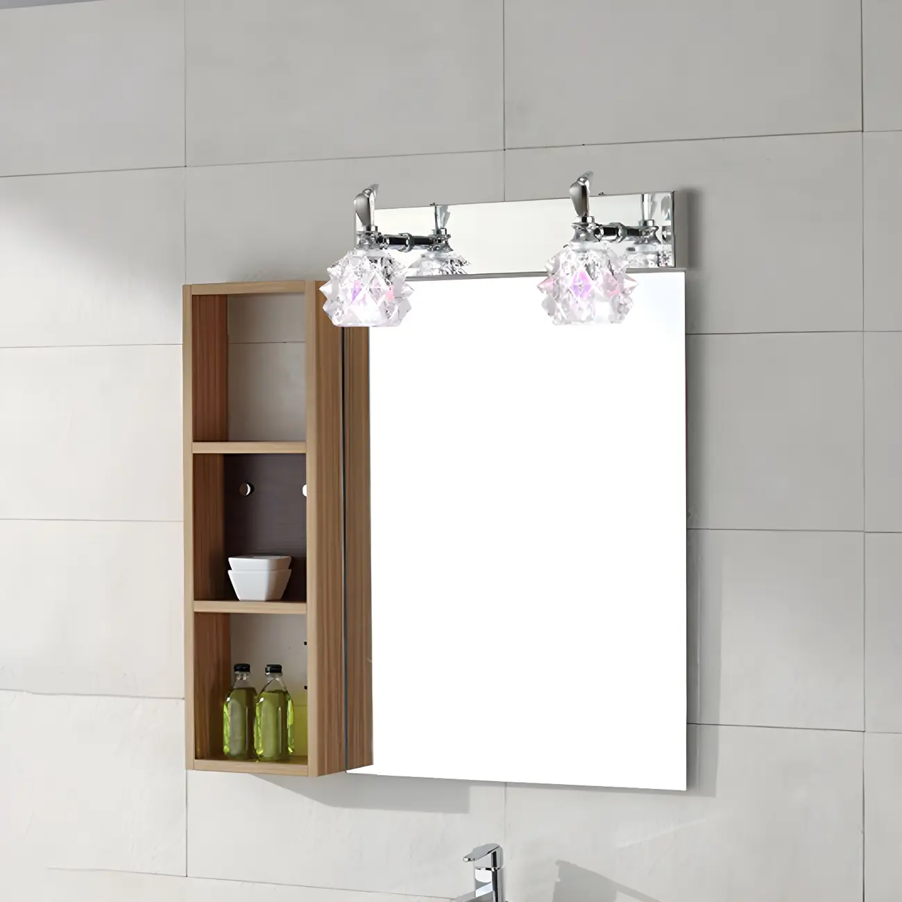 Classic Chrome Glass Shade Adjustable Vanity Light for Bathroom | homeyfad