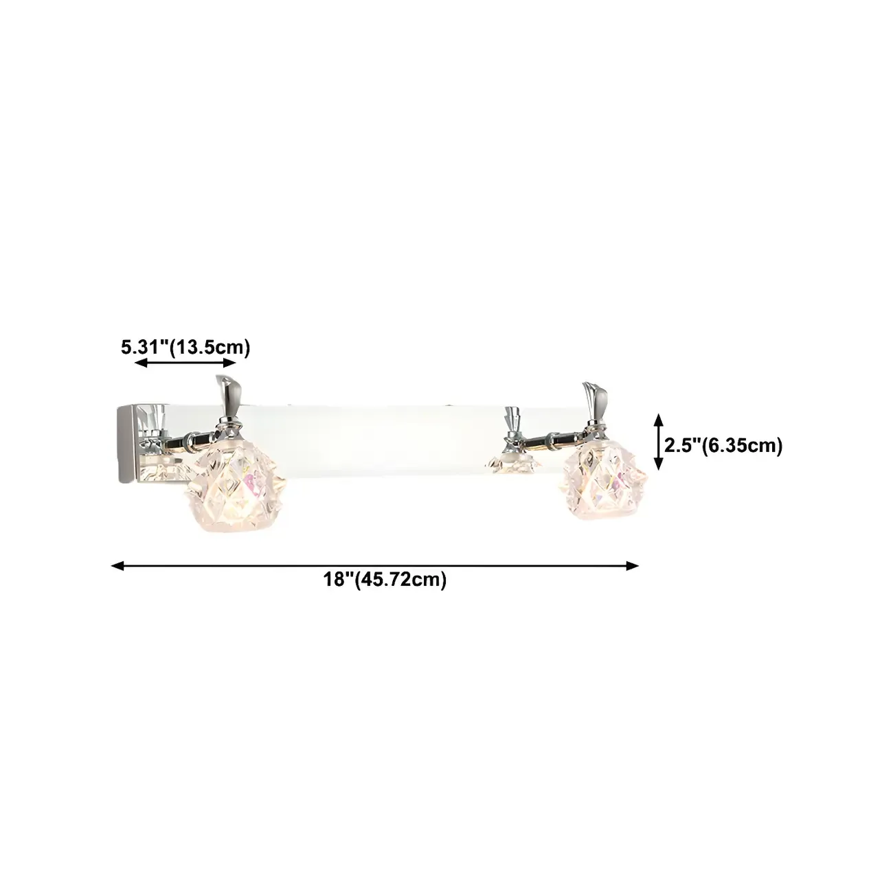 Classic Chrome Glass Shade Adjustable Vanity Light for Bathroom