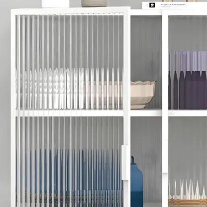 Sleek Black Metal Square Glass China Cabinet Image - 9