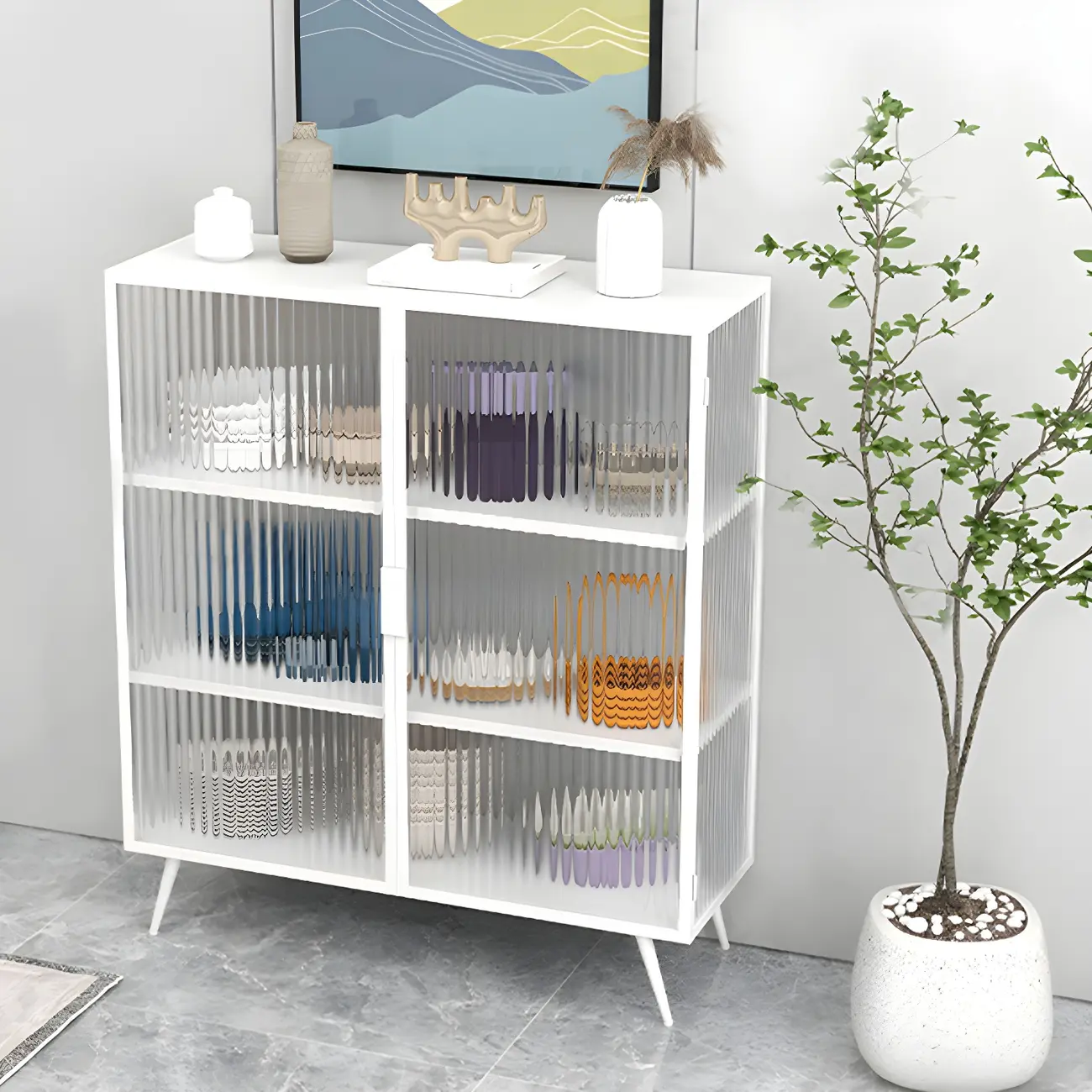 Sleek Black Metal Square Glass China Cabinet Image - 10 | homeyfad