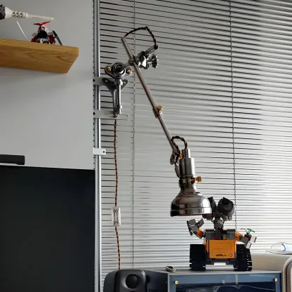 Silver Industrial Metal Adjustable Swing Arm Wall Light Image - 4