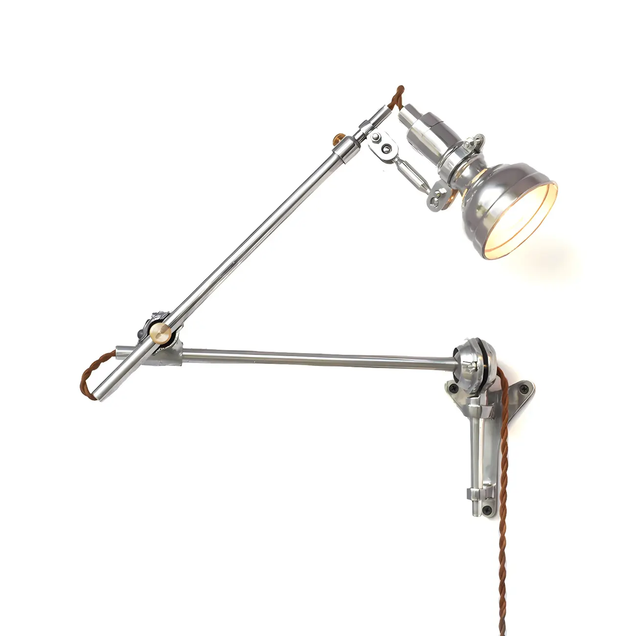 Silver Industrial Metal Adjustable Swing Arm Wall Light Image - 9 | homeyfad