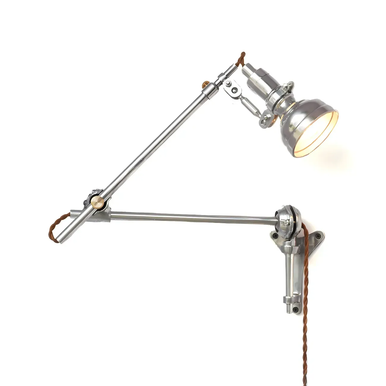 Silver Industrial Metal Adjustable Swing Arm Wall Light Image - 9