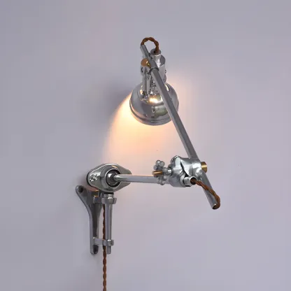 Silver Industrial Metal Adjustable Swing Arm Wall Light Image - 7