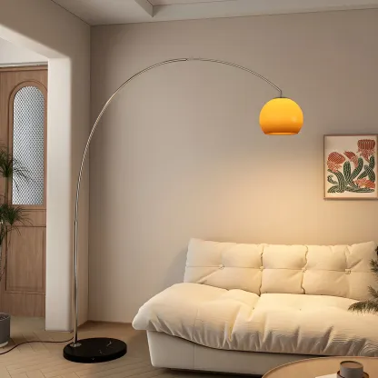 Nordic Glass Dome Arched Steel Floor Lamp Image - 1