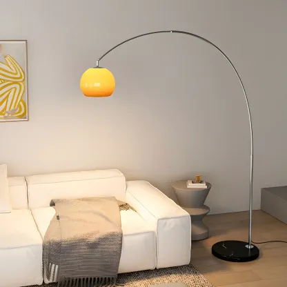 Nordic Glass Dome Arched Steel Floor Lamp Image - 2