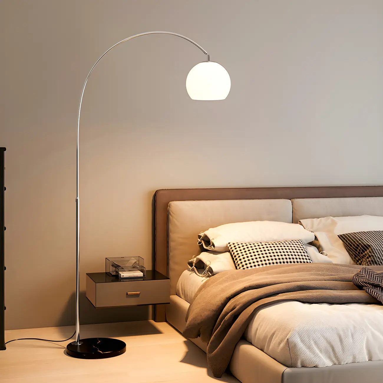 Nordic Glass Dome Arched Steel Floor Lamp Image - 3 | homeyfad