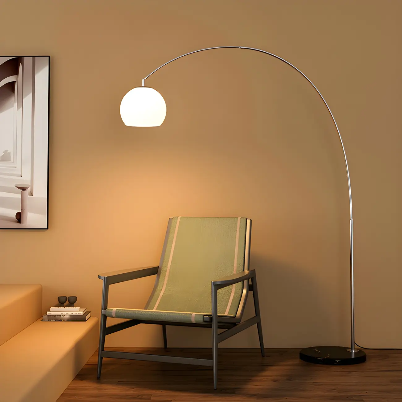 Nordic Glass Dome Arched Steel Floor Lamp Image - 4 | homeyfad