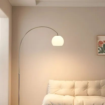 Nordic Glass Dome Arched Steel Floor Lamp Image - 11