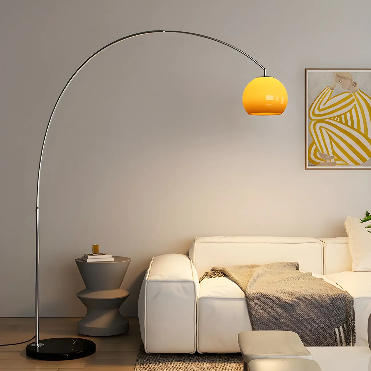 Nordic Glass Dome Arched Steel Floor Lamp Image - 12 | homeyfad