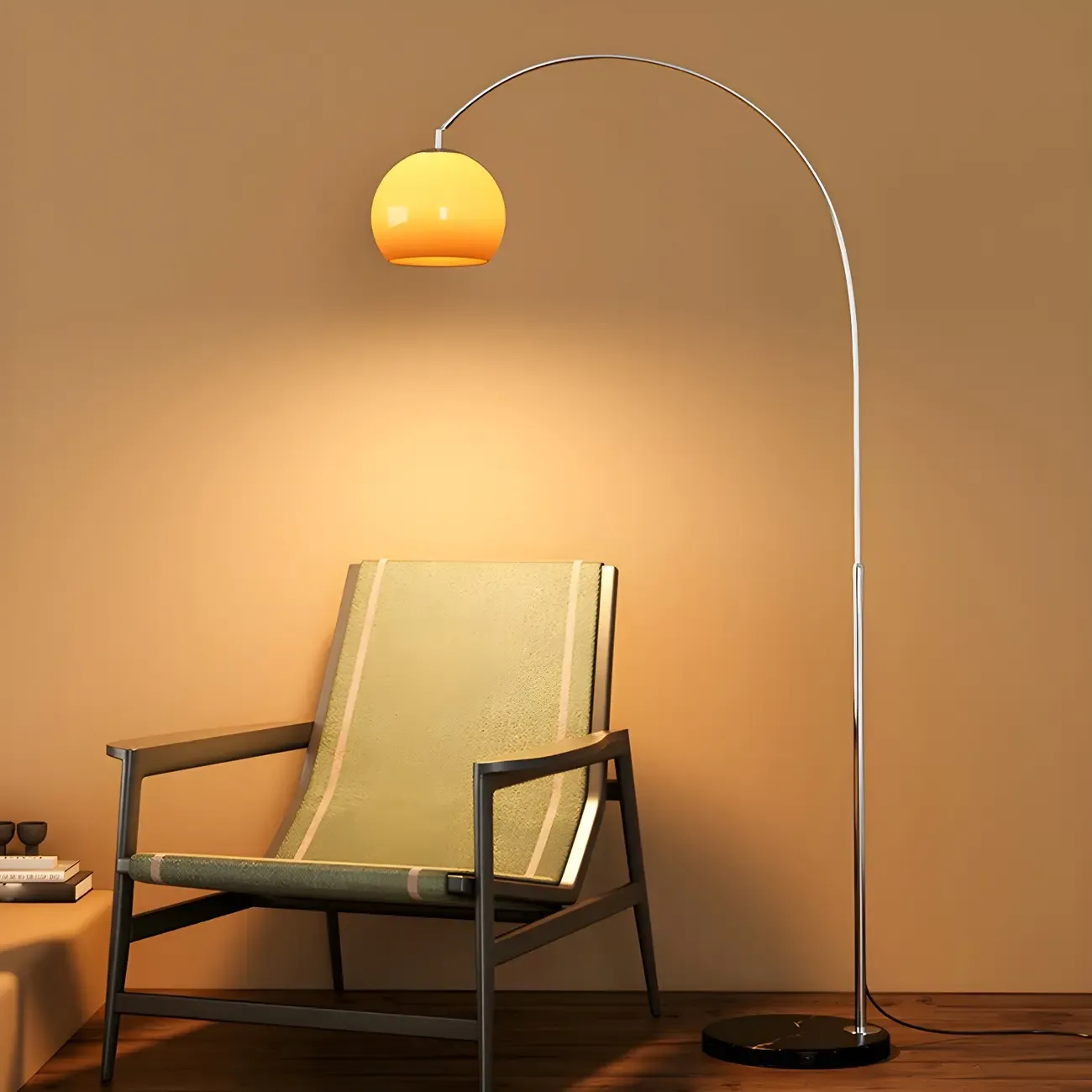 Nordic Glass Dome Arched Steel Floor Lamp Image - 13